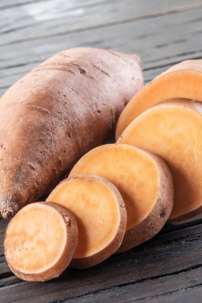 Sweet potatoes may turn brown when sliced