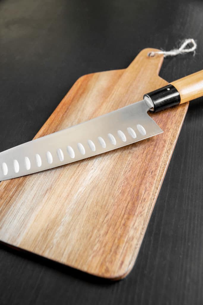 A Gyuto knife is sharpened at an angle of 15-18 degree angle