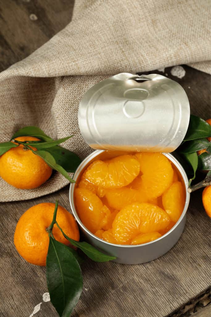 A damaged lid can lead canned mandarin oranges to go bad