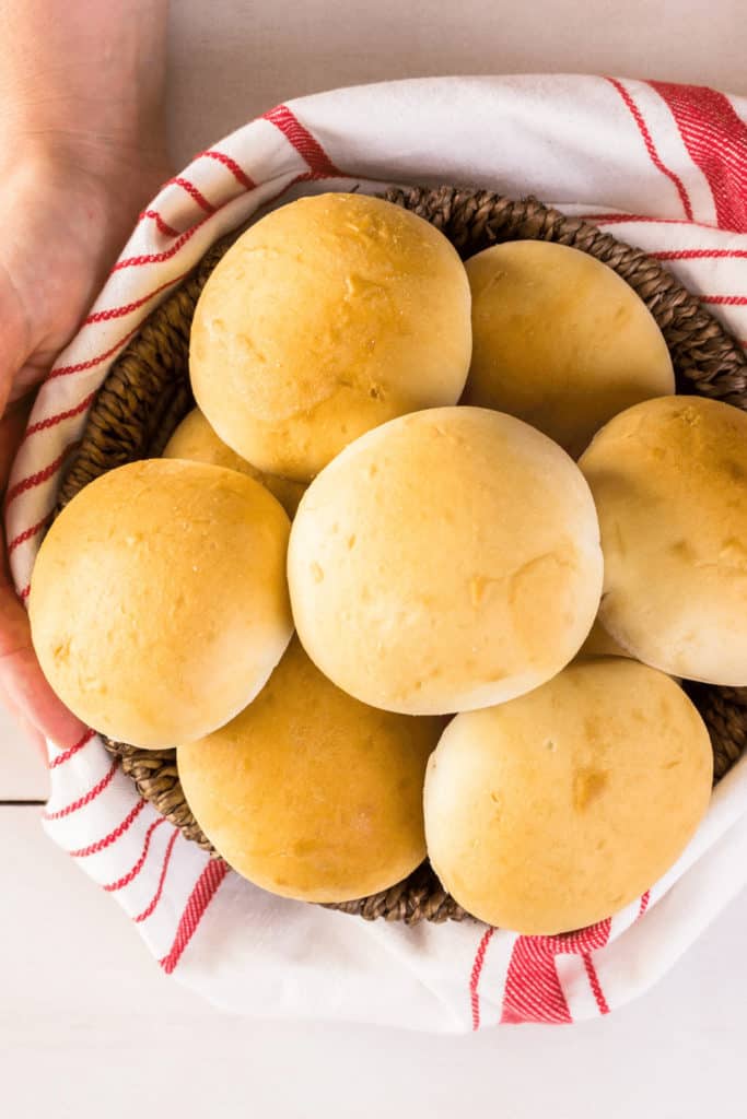 Dinner rolls are raised using yeast