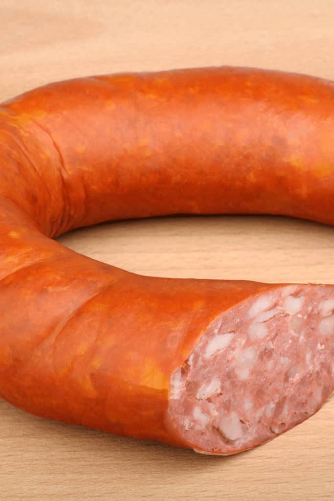 Thick fibrous casing should be removed from a sausage