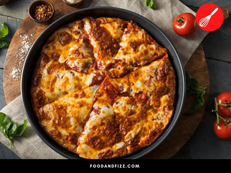 A pizza pan is a pan made of aluminum that can either be perforated or non-perforated. It is commonly used in ovens when baking pizza.