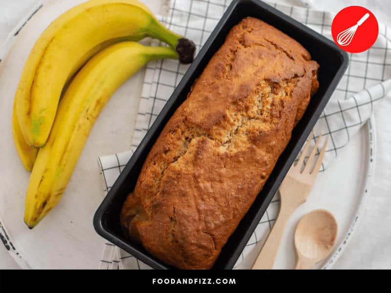 Allow banana bread to cool for a few minutes once done before removing from loaf pan.