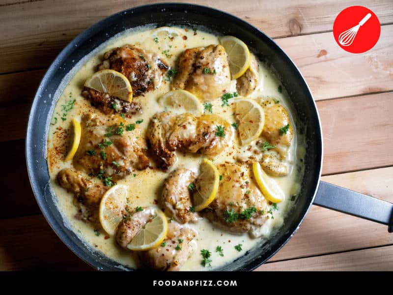 Deglazing and building your sauce in the same pan as the chicken is a good way to diffuse heat, allowing you to cook your chicken breast for longer without burning.