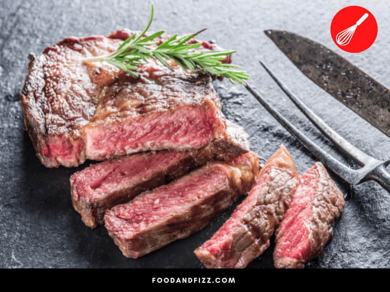 Salt helps flavor and tenderize the steak, in a process called _denaturing_. This results in a juicy, flavorful steak.