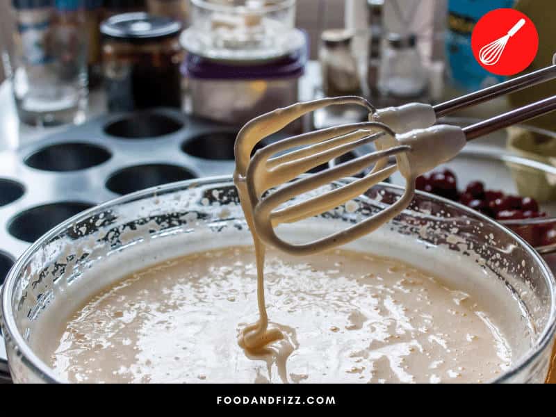 The more you mix your ingredients, the more air you incorporate, thus the lighter the batter will be.