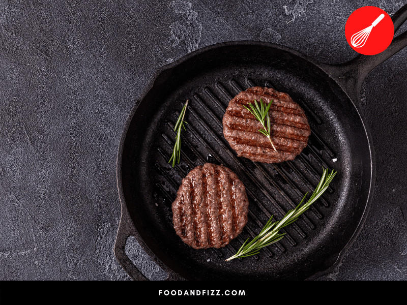 Well-done burgers are cooked until meat is completely brown all the way through. The longer meat is cooked, the more it loses its juices.