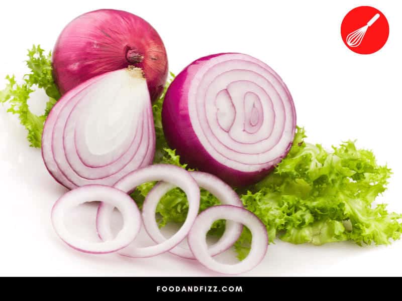 Anthocyanins in red onions give them their vibrant purple-red color.
