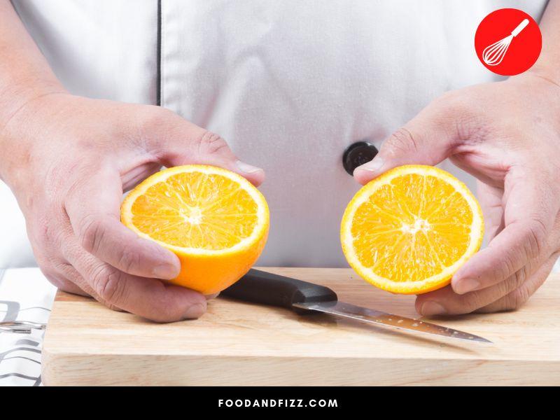 Sometimes the best way to tell if they are ripe is to cut open the orange. They should have a citrus smell and have a firm but not hard flesh.