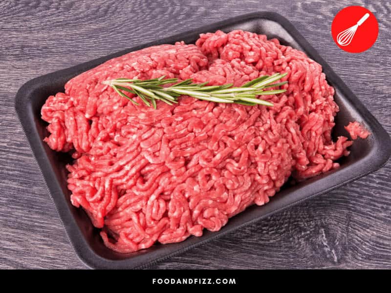 Fresh ground beef should have a reddish or pinkish hue. Brown ground beef is a sign of oxygenation and while it isn't necessarily spoiled, it shows that the ground beef is not as fresh as it should be.