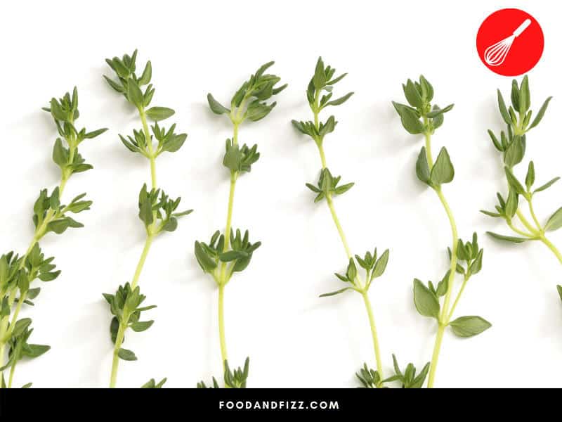 On average, one 4-inch sprig of thyme yields 1/2 to 3/4 teaspoon of fresh thyme leaves.