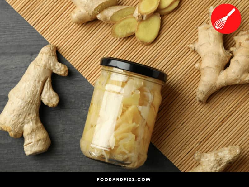 Pickled ginger tastes best when left to pickle for at least 48 hours in the fridge.