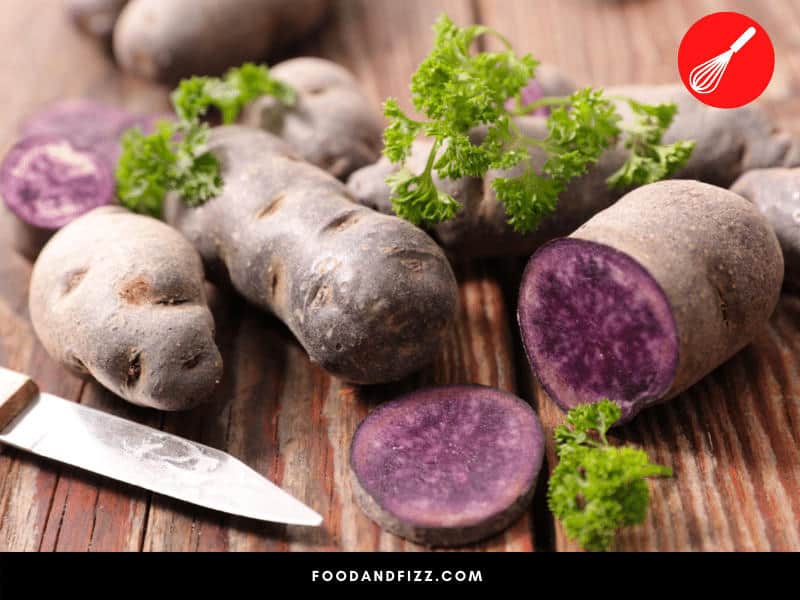 Purple Majesty potatoes have a moist, purple flesh.