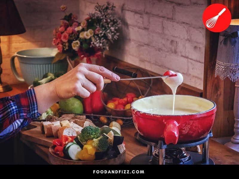 Originally, fondue referred to a melted cheese Swiss dish but has now evolved to a term referring to anything sauce-like where food is dipped and then eaten.