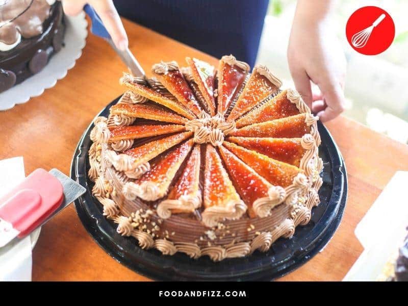 A torte is a rich layered cake typically made with ground nuts and eggs and contains very little to no flour. It is denser and heavier than a regular cake.