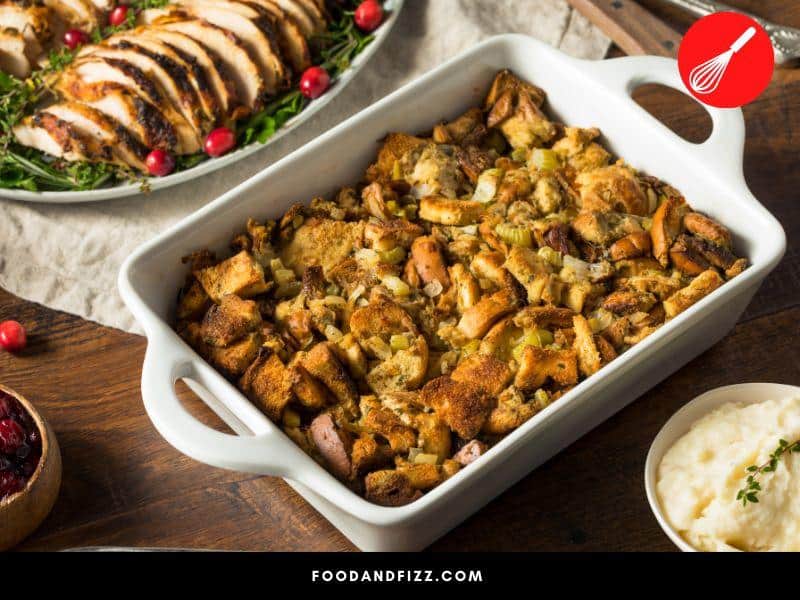 After cooking and cooling down stuffing, place in airtight container and store in the refrigerator.