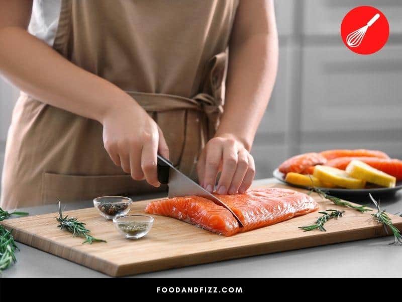 Use a sharp knife to cut your salmon to preserve its shape.