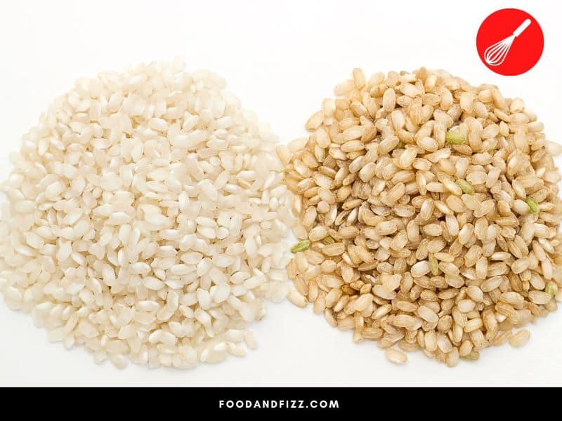 When white rice is processed, the germ and the bran are removed. Brown rice has the bran and germ intact.