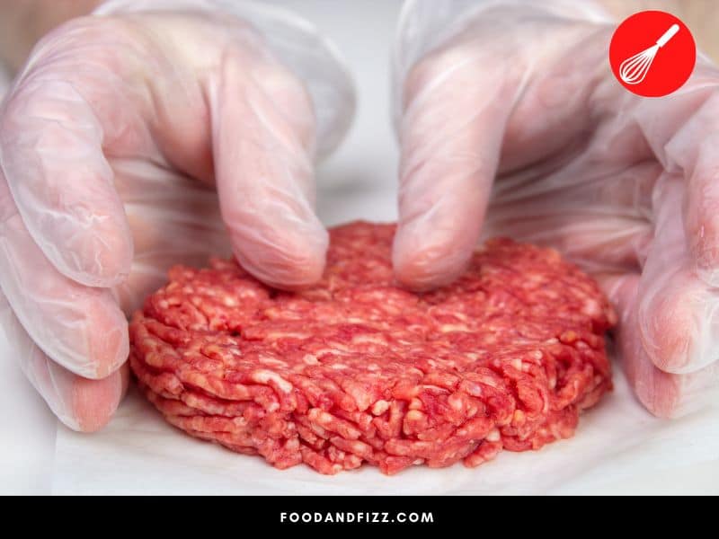 Burger patties should be firm to the touch and should break apart when squeezed. If it is sticky or slimy, it has gone bad.