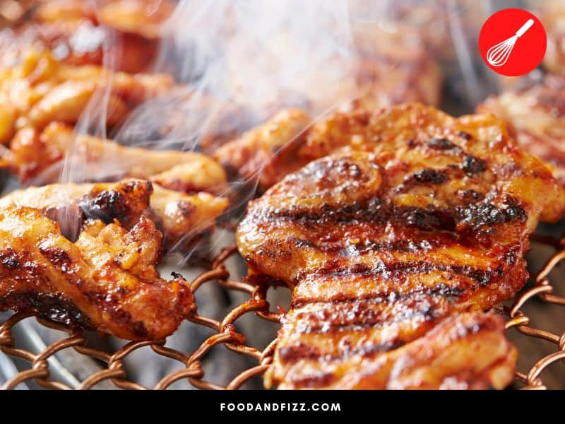 Chicken that was cooked with high heat cooking methods like grilling or frying tends to spoil faster than those using lower heat cooking methods like baking.