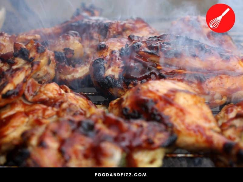 Chicken will smell differently depending on how it is cooked. Grilled chicken will have a more smokey flavor.