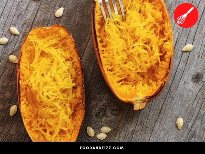 When cooked, the flesh of spaghetti squash turns into long, stringy golden yellow strands, much like spaghetti strands.