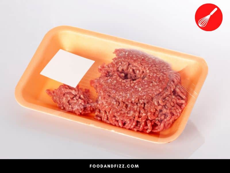 Ground beef should be properly wrapped either in the same package, or in a new, clean container.