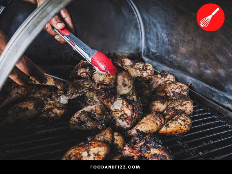 Jerk chicken is usually cooked on the grill or a smoker.