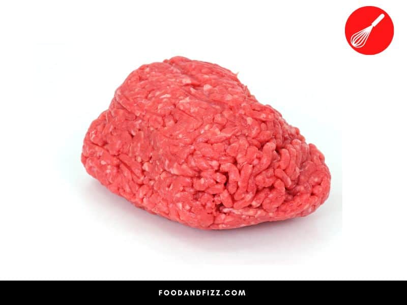 Raw ground beef is heavier than cooked ground beef.