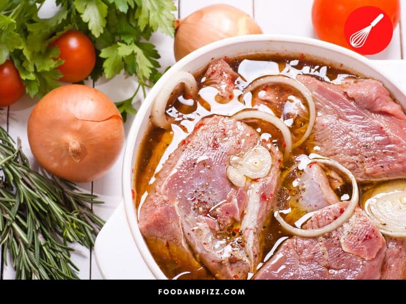 Vinegar tenderizes and removes impurities in the meat while marinating.