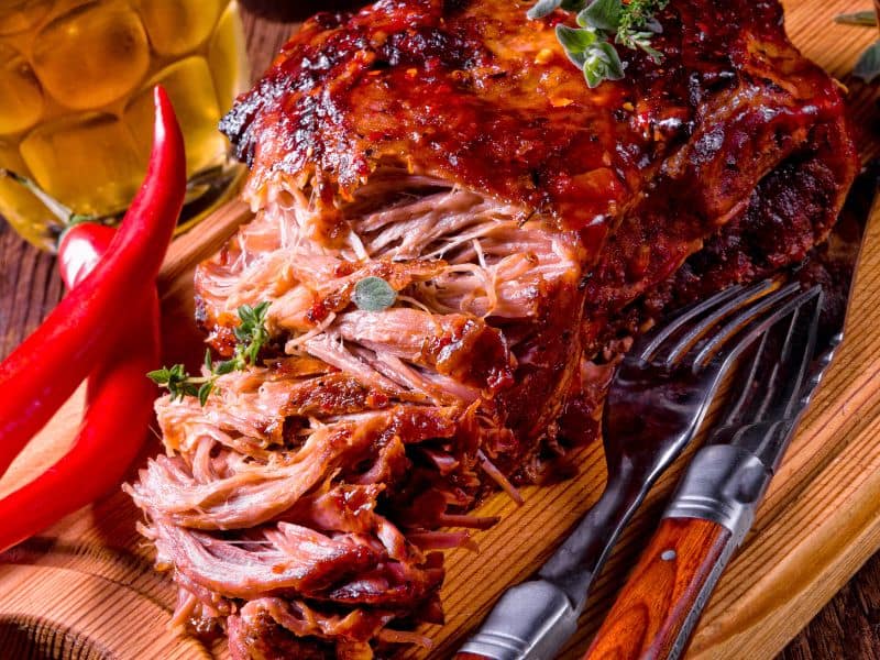 Pork butt or pork shoulder is one of the most beginner-friendly meats to smoke, and is used for pulled pork.