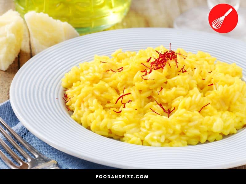 Risotto Alla Milanese is known for its golden yellow hue, due to the saffron.
