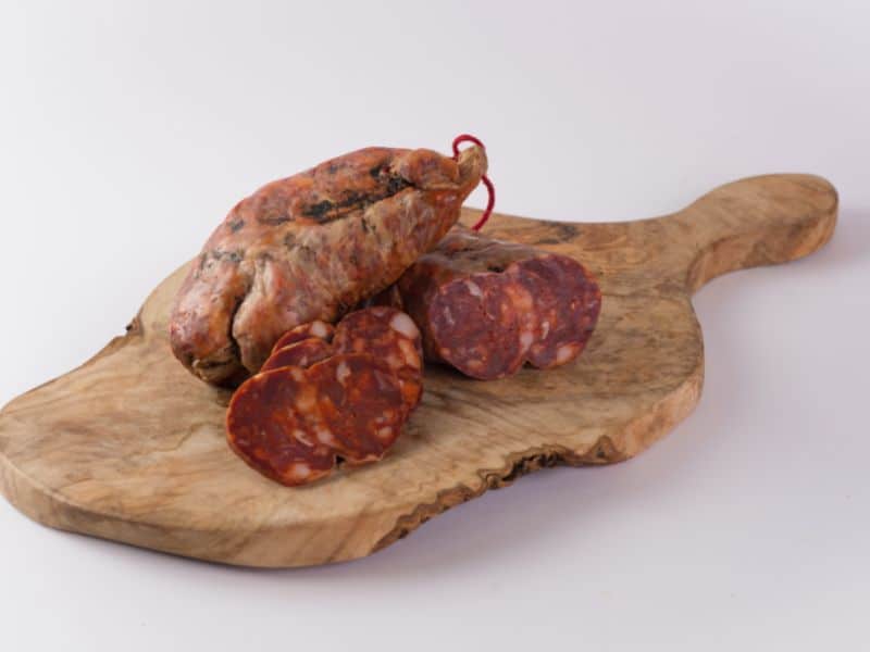 Soppressata di Calabria is different from otther cured salami because of its flattened shape.